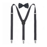 MULTICOLOR SOLID COLOR SUSPENDER CLIP BOW TIE SET_CWMM1105