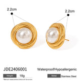 PREMIUM 18K GOLD STAINLESS STEEL PEARL EARRINGS_CWASC1651