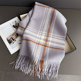 Minimal Plaid Soft Cashmere Feel Winter Scarf_Cwasc03246