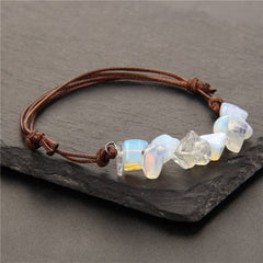 Cwaje3873_Bohemian Gravel Leather Cord Braided Bracelet