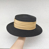 HIGH GRADE SATIN FLAT TOP SUN HAT FOR WOMEN_CWAH3447