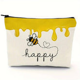 BEE FESTIVAL LINEN REVERSIBLE PRINT COSMETIC BAG_CWAB2249