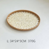 RATTAN OVAL FRUIT TEA SHELL TRAY STORAGE BASKET_CWMM4500