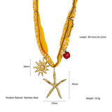 OCEAN STYLE SILK SCARF NECKLACE WITH CHARMS_CWMM8800