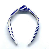 NAVY STRIPE WIDE KNOT PU LEATHER HEADBAND_CWAHA6327