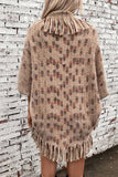 Cwocas0049_Colorful Plaid Knitted Fringed Cape Shawl