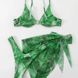 MARBLE PRINT BIKINI SET SEXY 3 PIECE SWIMSUIT_CWMW0158