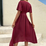 Waistline Temperament V-Neck Dress