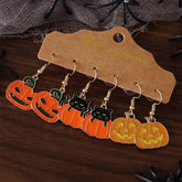 HALLOWEEN PUMPKIN BLACK CAT PENDANT EARRINGS_CWAJE1976