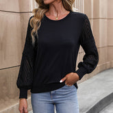 Solid Color Long Sleeve Stitching Lace Hoodie