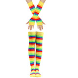COLORFUL STRIPED KNEE SOCKS AND GLOVES SET_CWMS0309