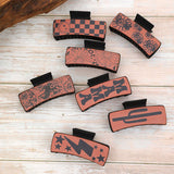 SUNFLOWER RETRO LETTERS WESTERN HAIR CLAW CLIPS_CWASC1623