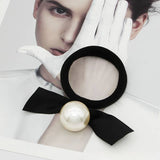 Pearl Lace Houndstooth Bow Hair Tie_Cwaha08049