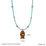 ANIMAL FISH NECKLACE WITH GEM AND STEEL_CWMM7531