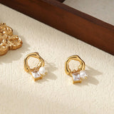 HIGHLIGHT BEAD SQUARE COLORED ZIRCONIA EARRINGS_CWMM3596