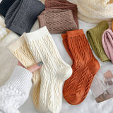 SOLID COLOR RETRO TWISTED DIAMOND WARM PILE SOCKS_CWMS1063
