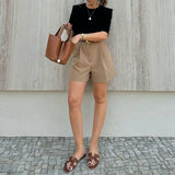 Solid Color Loose Straight Leg Slacks