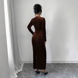 Temperament Solid Color Slim High Waist Dress
