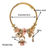 ANGEL KEY CHARM STEEL BRACELET FOR WOMEN_CWMM8474