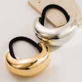 GLOSSY GEOMETRIC METAL HIGH PONYTAIL HAIR TIE_CWAHA6205