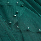 BEADED MESH PLEATED SKIRT A LINE TULLE SKIRT_CWBLS0398