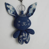 HANDMADE INDIGO BUNNY PLUSH CHARM DOLL TOY_CWMM5994