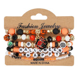 Halloween Pumpkin Ghost Beaded Bracelet_Cwaje05718