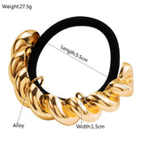 GEOMETRIC METAL TWIST ELASTIC HAIR TIE BAND_CWAHA6196
