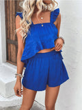 Two-Piece Peplum Halter Crop Top And Shorts Set