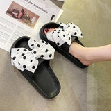 STYLISH THICK SOLED CUTE POLKA DOT BOW SLIPPERS_CWSHS0639