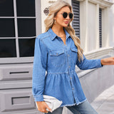 Washed Denim Shirt With Raw Edge