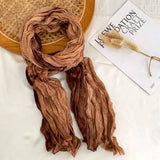 Cotton Linen Color Block Crinkle Scarf Shawl_Wj0414-03