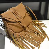 Cwab4566_Flap Woven Half Circle Tassel Shoulder Bag