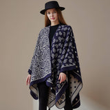 DOUBLE SIDED SLIT SHAWL COLORBLOCK SCARF CAPE_CWASC2175