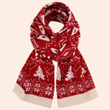 Red Knit Christmas Scarf - Faux Cashmere Reindeer_Cwasc0127