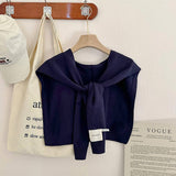 SOLID COLOR KNITTED KNOTTED SHAWL CASUAL COZY _CWASC0757