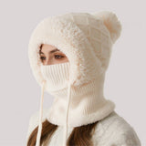 Cwah2208_Knitted Winter Fleece Outdoor Hat Neck Set