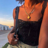 Solid Lace Trim Fitted Camisole Tank Top