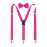 MULTICOLOR SOLID COLOR SUSPENDER CLIP BOW TIE SET_CWMM1105
