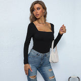 Tight-Fitting Square-Neck Striped Jumpsuit