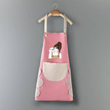 COFFEE GIRL PRINT SUMMER THIN APRON WITH POCKETS_CWMM2047