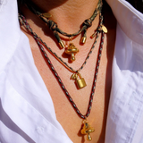 18K GOLD MUSHROOM NECKLACE ZIRCON INLAID CHARM_CWAJE4972