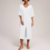 V-Neck Half Sleeve Simple Casual Nightdress