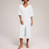 V-Neck Half Sleeve Simple Casual Nightdress
