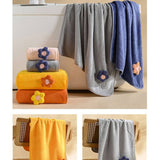 CORAL FLEECE FLOWER SQUARE TOWEL BATH TOWEL SET_CWMM2325