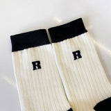 SIMPLE BLACK AND WHITE STRIPED SOCKS_CWMS0976