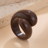 FASHION IRREGULAR DOUBLE WATER DROP PLASTIC RING_CWMM3233