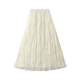 EMBROIDERED LACE A LINE FLARED MIDI SKIRT_CWBMS0359