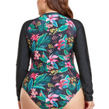 BEACH SURF PLUS SIZE ZIP UP ONE PIECE SWIMSUIT_CWMW0298