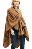 SOLID LEATHER EDGE SLIT COZY SHAWL CAPES_CWASC0002